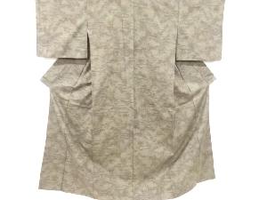 家屋に草花模様織り出し手織り紬着物